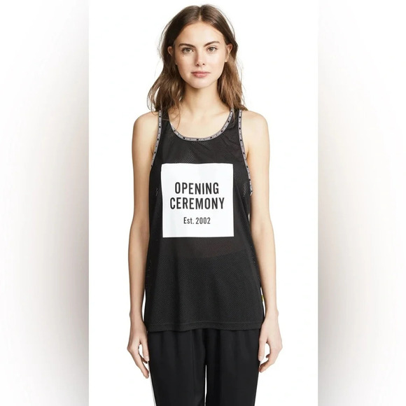 OPENING CEREMONY NWOT OC Box Logo Mesh Tank in Black‎ - Picture 1 of 11